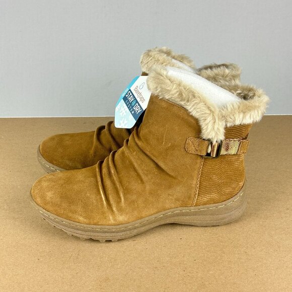 BareTraps Avita Suede Faux Fur Ankle Boots Womens 8 Tan Side Zip Weatherproof - Picture 11 of 11